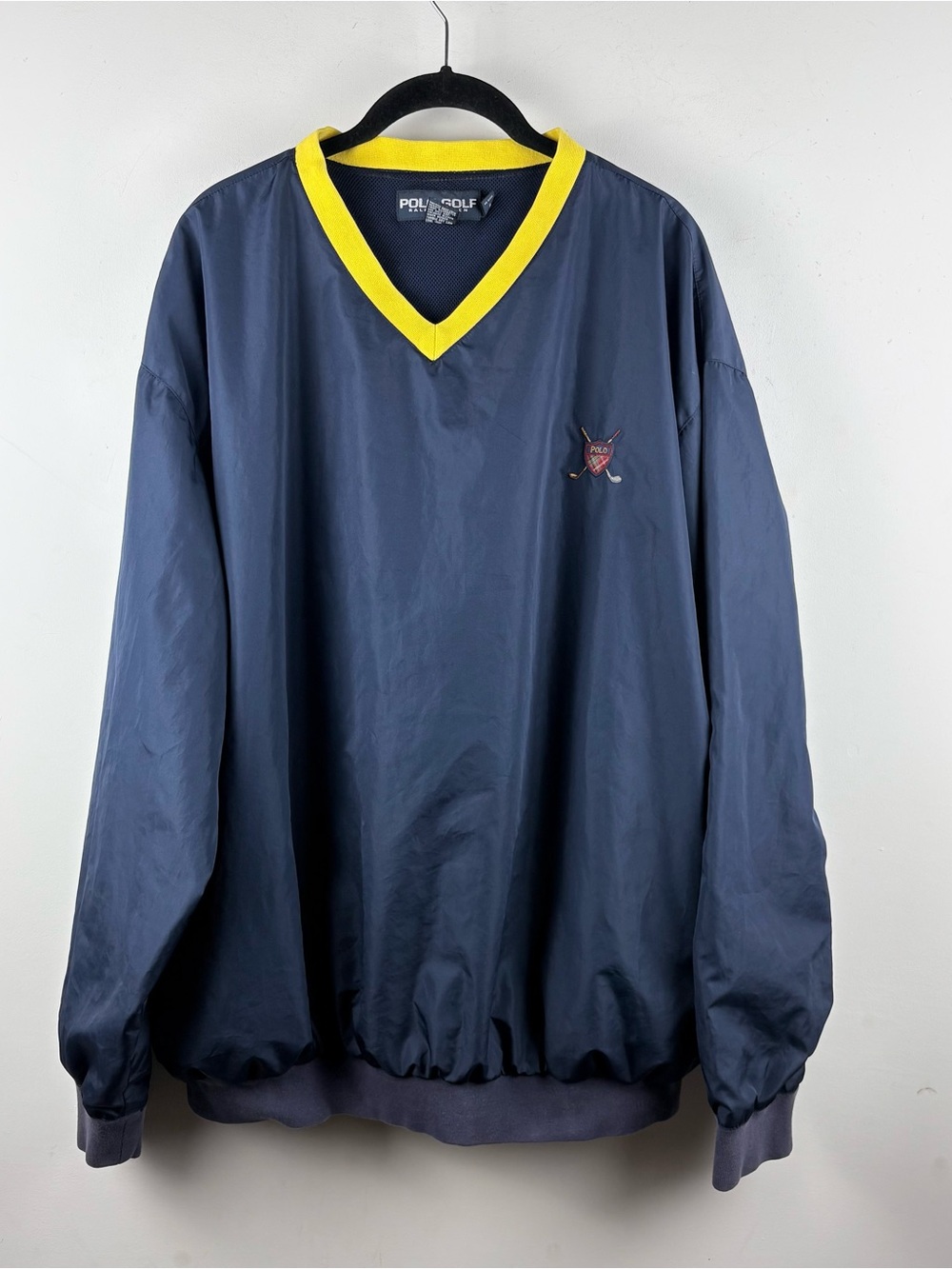 Vintage Polo Golf Ralph Lauren Windbreaker Pullover Men Large Athletic Navy Logo